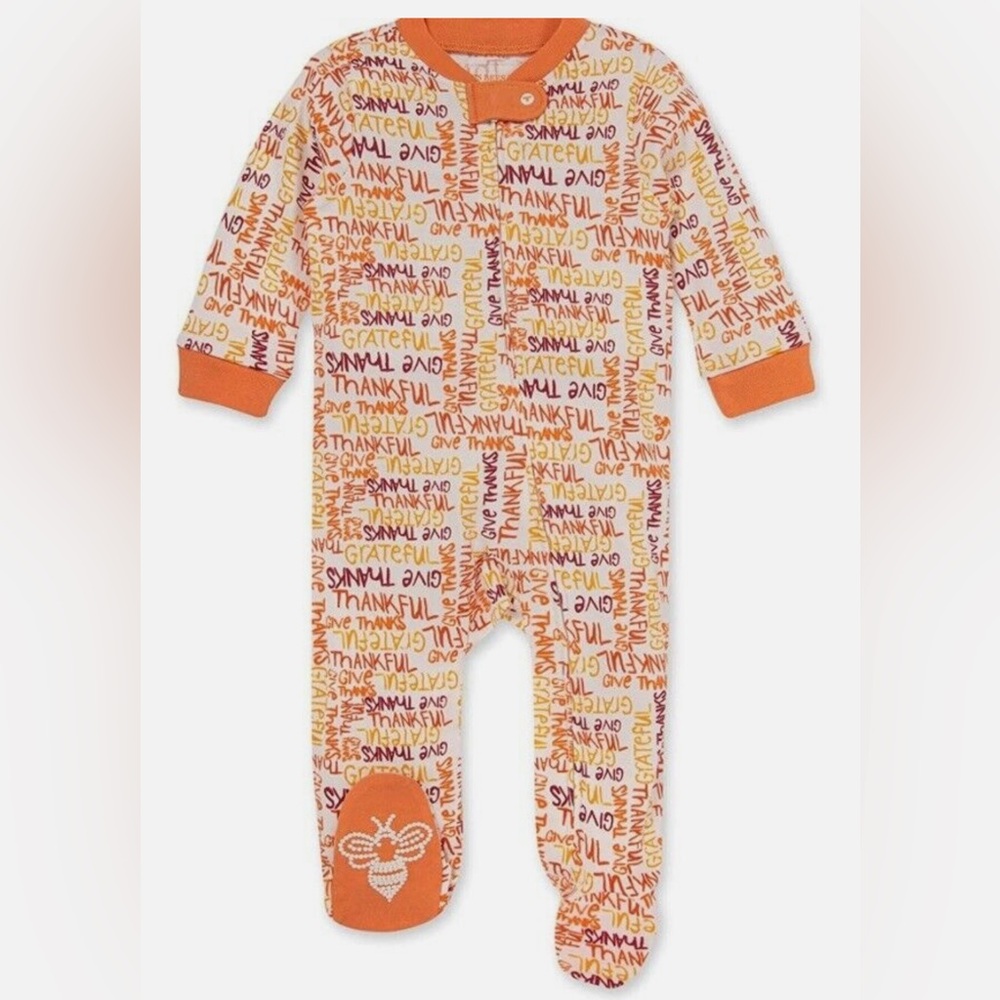 Burt’s Bees Baby Organic Cotton Thankful Thanksgiving Zip Sleeper 0-3M